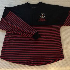 Disney Jersey Pirates of the Caribbean Black & Red Striped Long Sleeve Tee